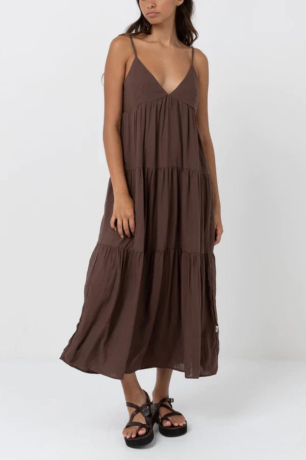 Classic Tiered Midi Dress - RhythmCLA24W - DR04 - CHOCOLATE - 10