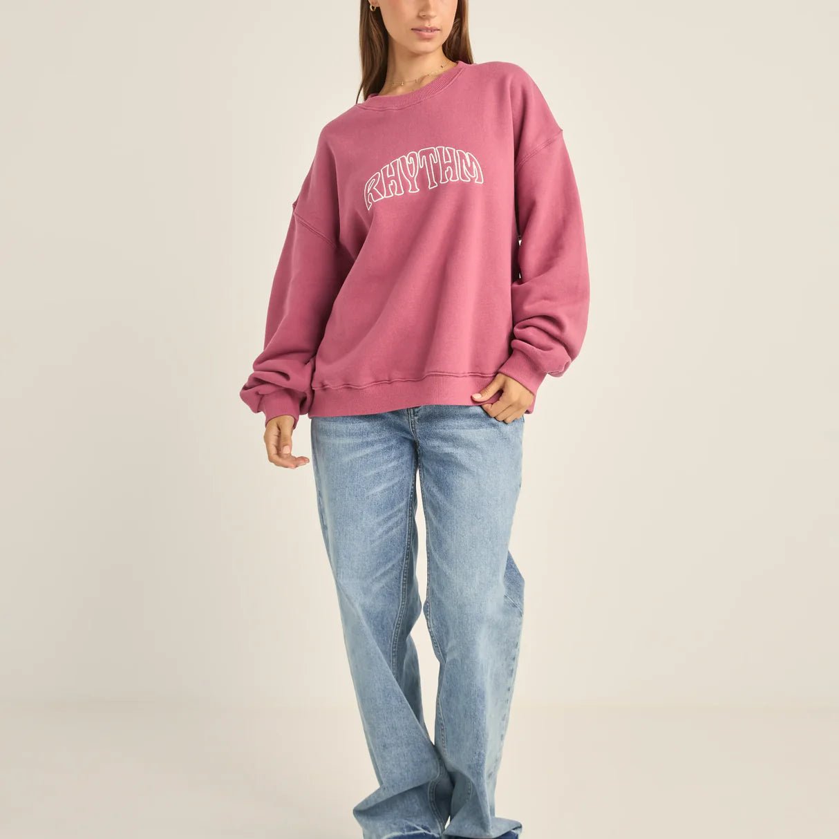 College Crew Neck Fleece - Rhythm0122W-FL02-GRY-GREY MARLE-14