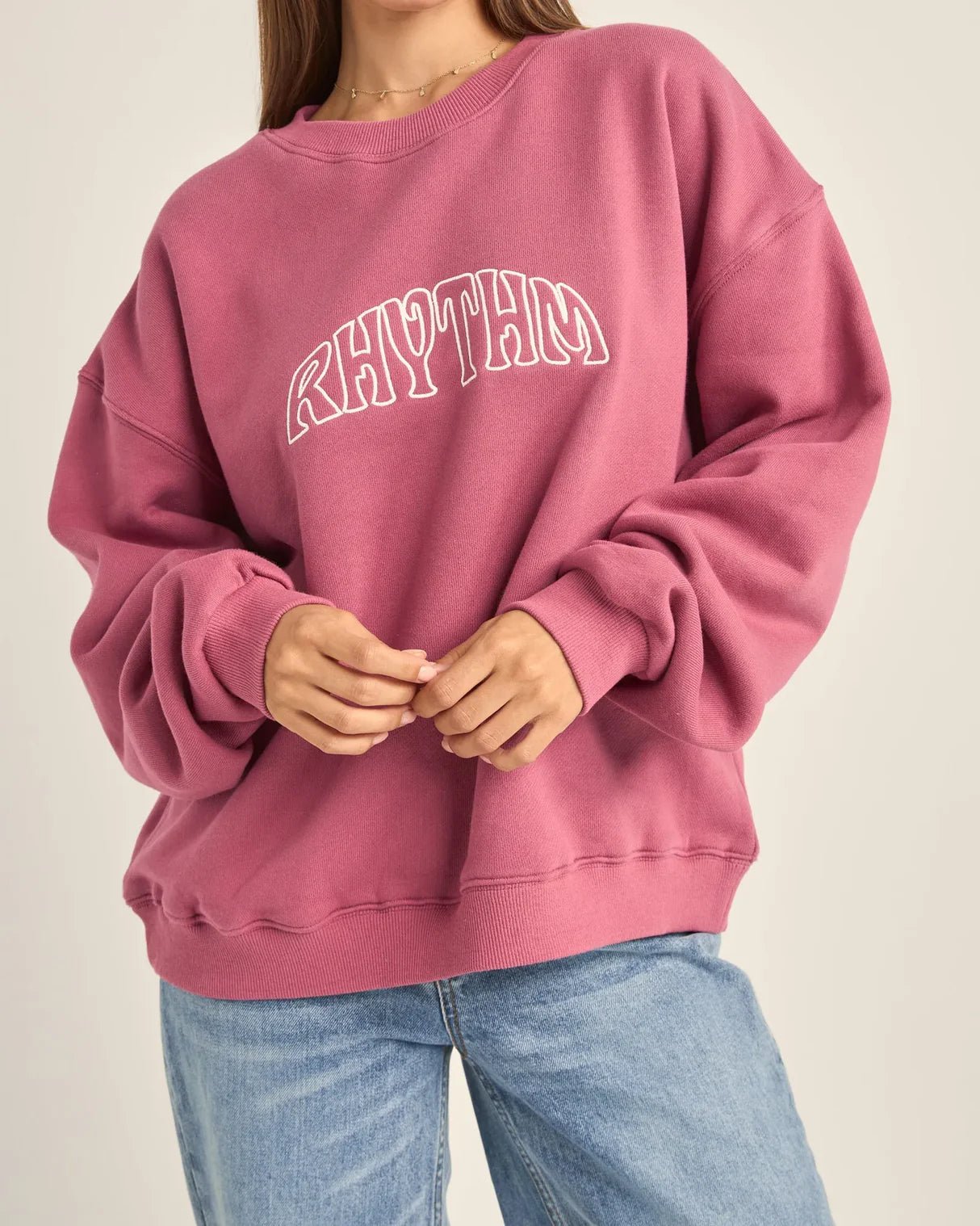 College Crew Neck Fleece - Rhythm0125W-FL01-BERRY-8