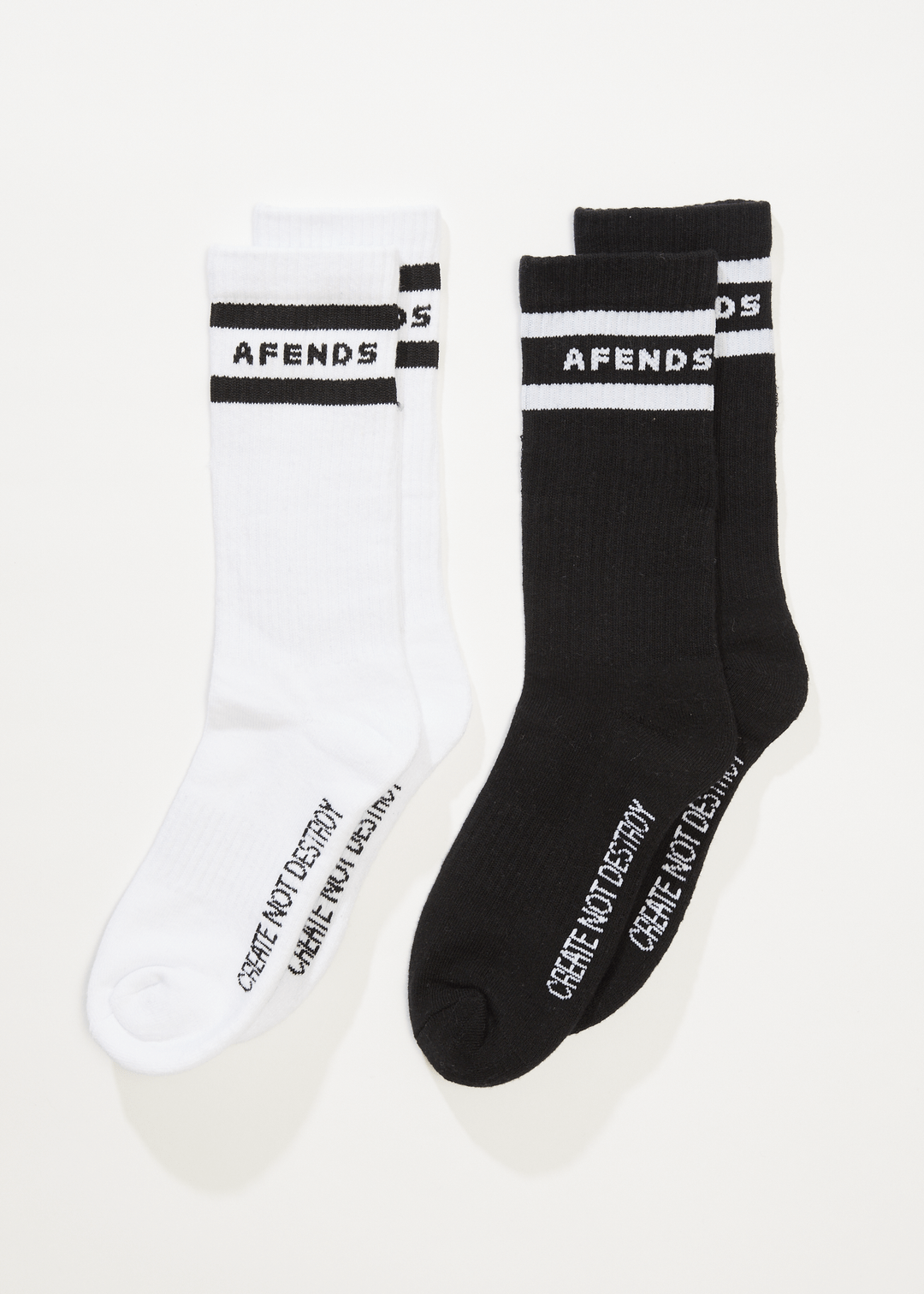 Create Not Destroy - Socks Two Pack - AfendsA230678 - BLACK / WHITE - OS
