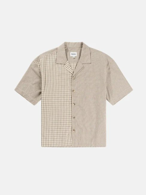 CROSS CHECK RELAXED SS SHIRT - RhythmCD24M-WT01-NATURAL MIXED CHECK-S