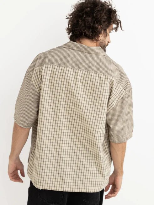 CROSS CHECK RELAXED SS SHIRT - RhythmCD24M-WT01-NATURAL MIXED CHECK-S