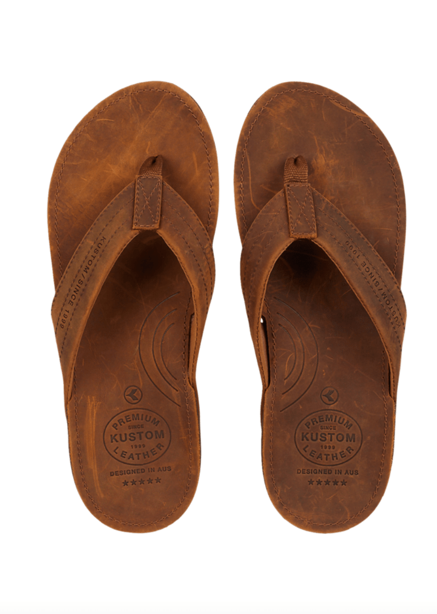 Cruiser Leather Brown Thong - Kustom9345723299494