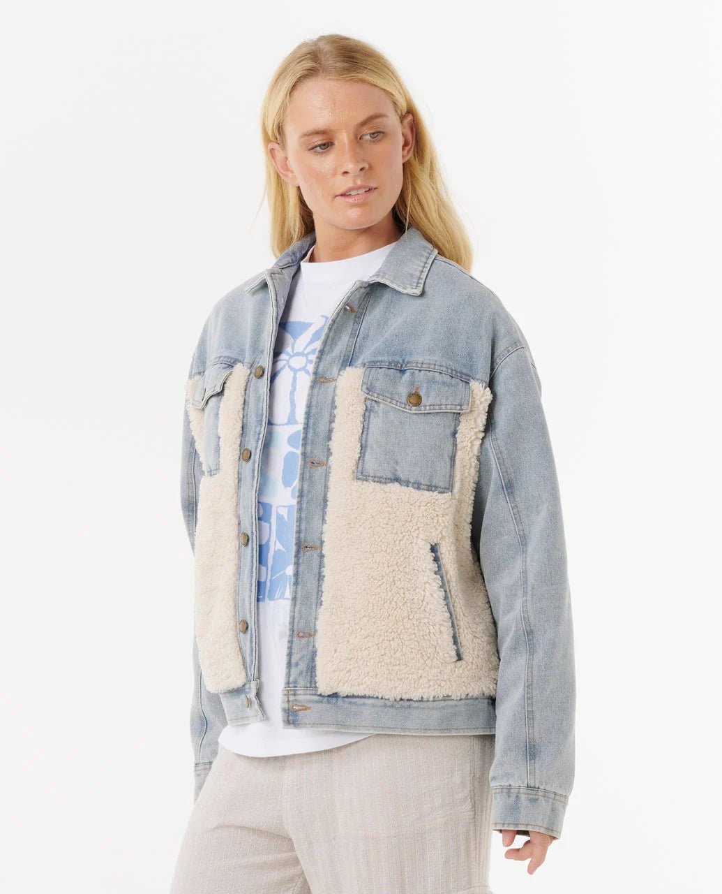 CRUISIN SHERPA DENIM JACKET - Rip Curl03HWJA-WASHED BLUE-2XS