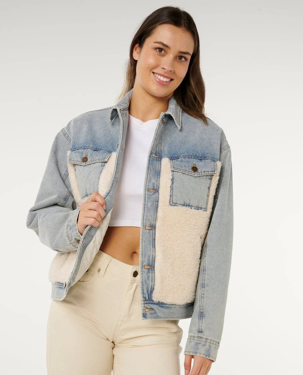 CRUISIN SHERPA DENIM JACKET - Rip Curl03HWJA-WASHED BLUE-2XS