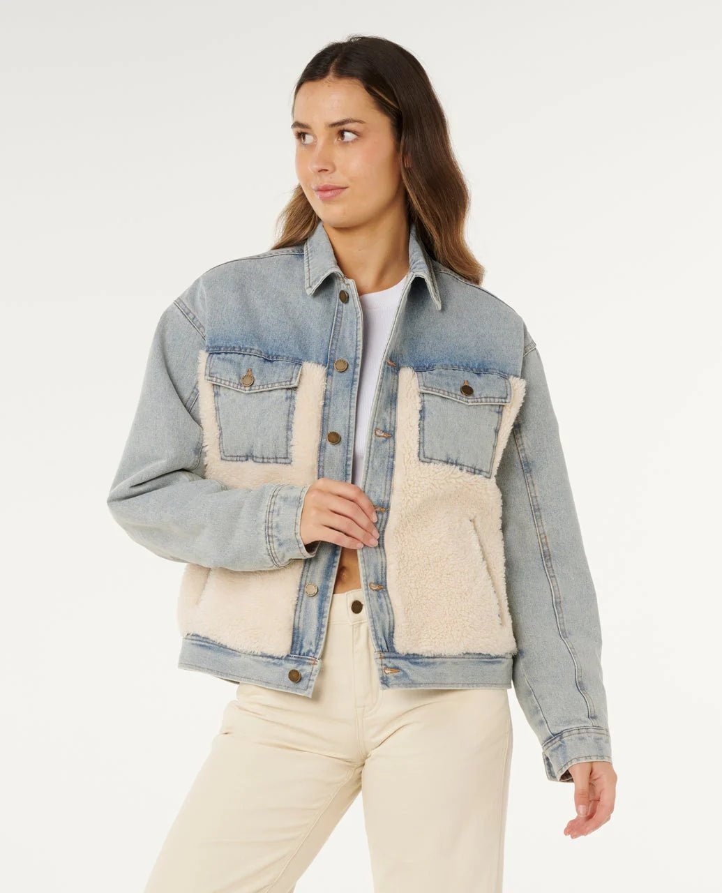 CRUISIN SHERPA DENIM JACKET - Rip Curl03HWJA-WASHED BLUE-2XS