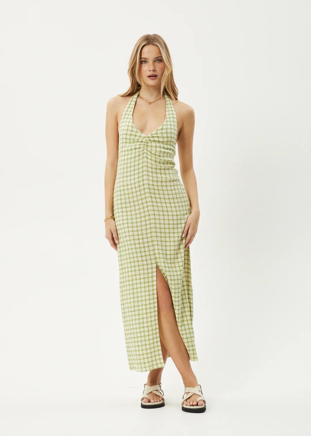 Darcy Hemp Check Maxi Dress - Afendsw244807 - lmc - Lemongrass Check - L