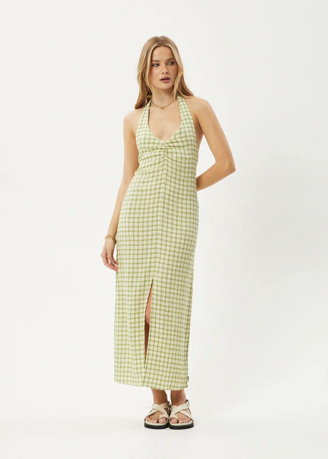 Darcy Hemp Check Maxi Dress - Afendsw244807 - lmc - Lemongrass Check - L