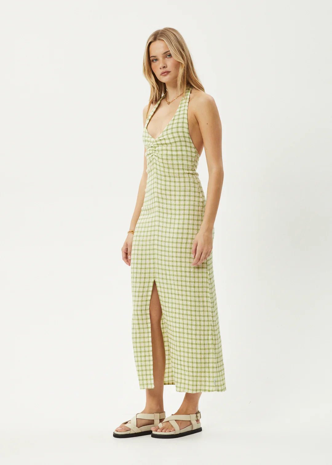 Darcy Hemp Check Maxi Dress - Afendsw244807 - lmc - Lemongrass Check - L