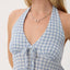 Delfina - Hemp Seersucker Halter Top -AfendsW264119-POWDER BLUE CHECK-XS