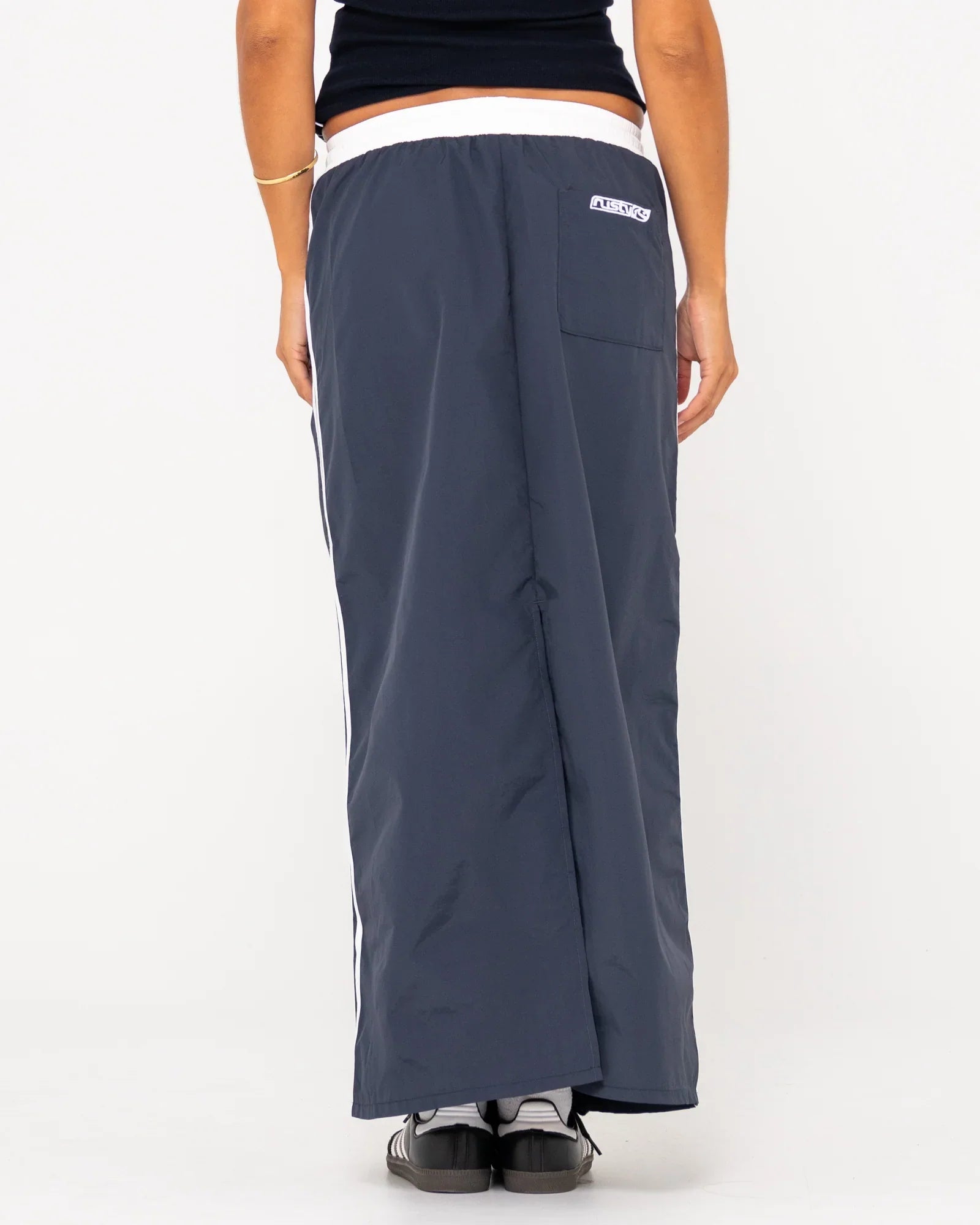 Double Trouble Elastic Waist Midi Skirt - RustySKL0617 - NVB - Navy Blue - 10