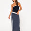 Double Trouble Elastic Waist Midi Skirt - RustySKL0617 - NVB - Navy Blue - 10