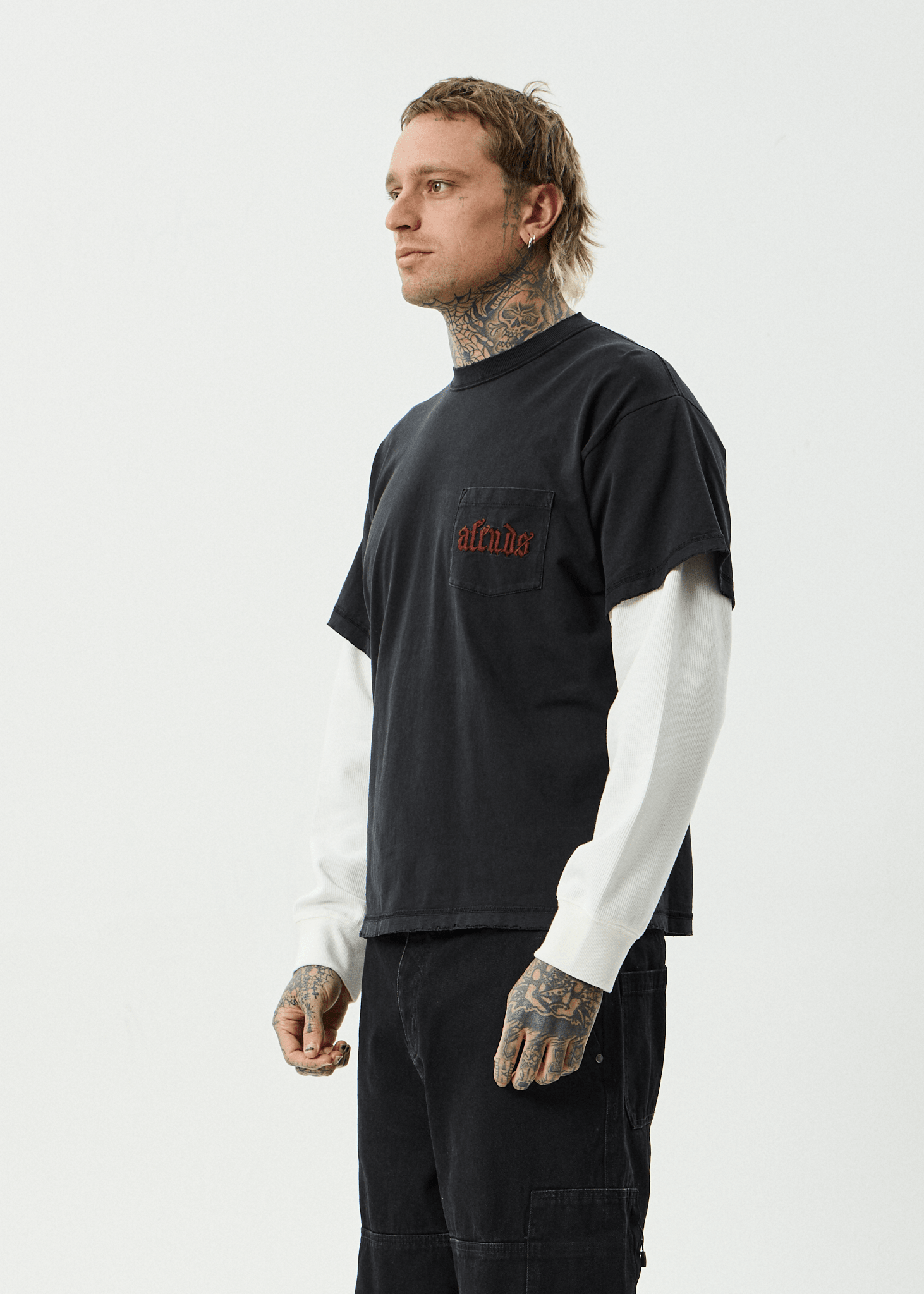 Drop Zone - Recycled Layered Waffle Boxy Tee - AfendsM261061- Black-S