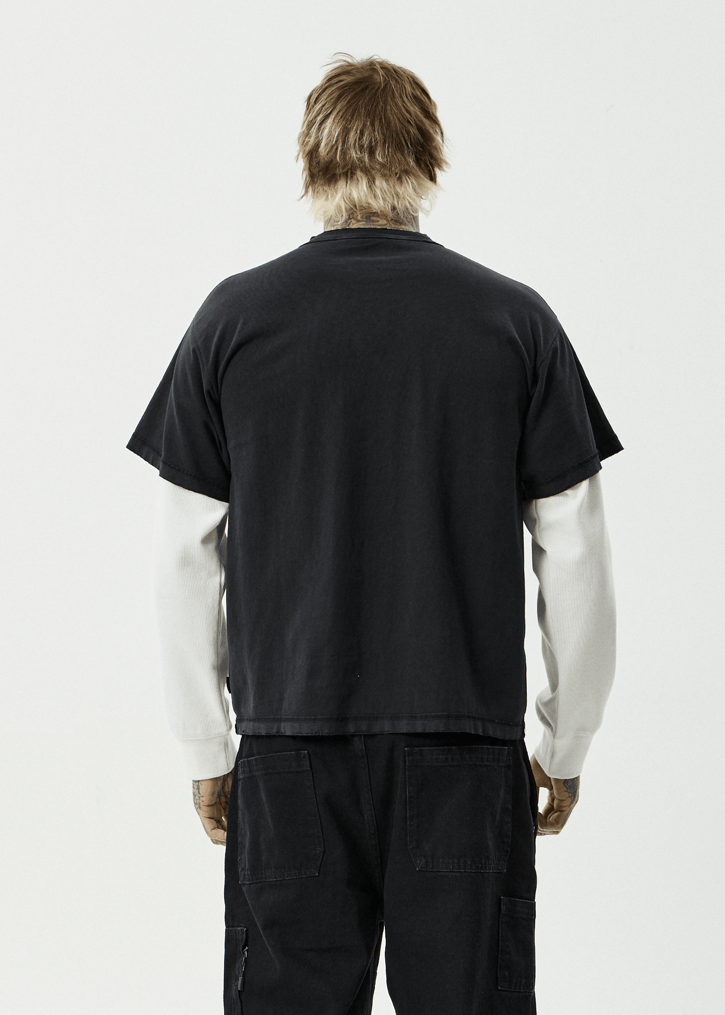 Drop Zone - Recycled Layered Waffle Boxy Tee - AfendsM261061- Black-S