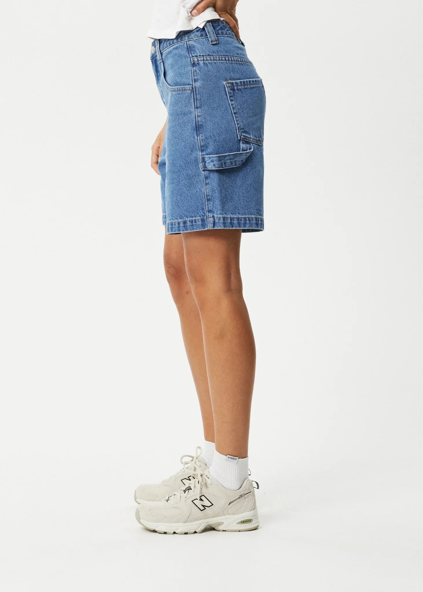 Emilie Hemp Denim Workwear Short - AfendsW230306 - WNB - Worn Blue - 24