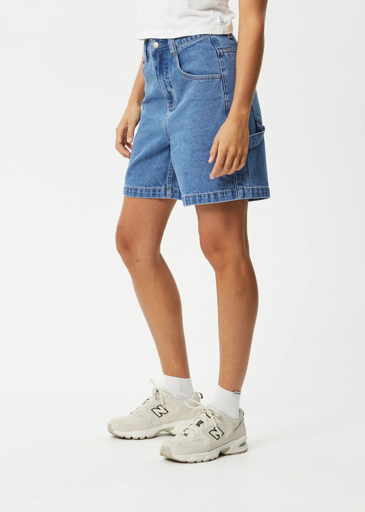 Emilie Hemp Denim Workwear Short - AfendsW230306 - WNB - Worn Blue - 24