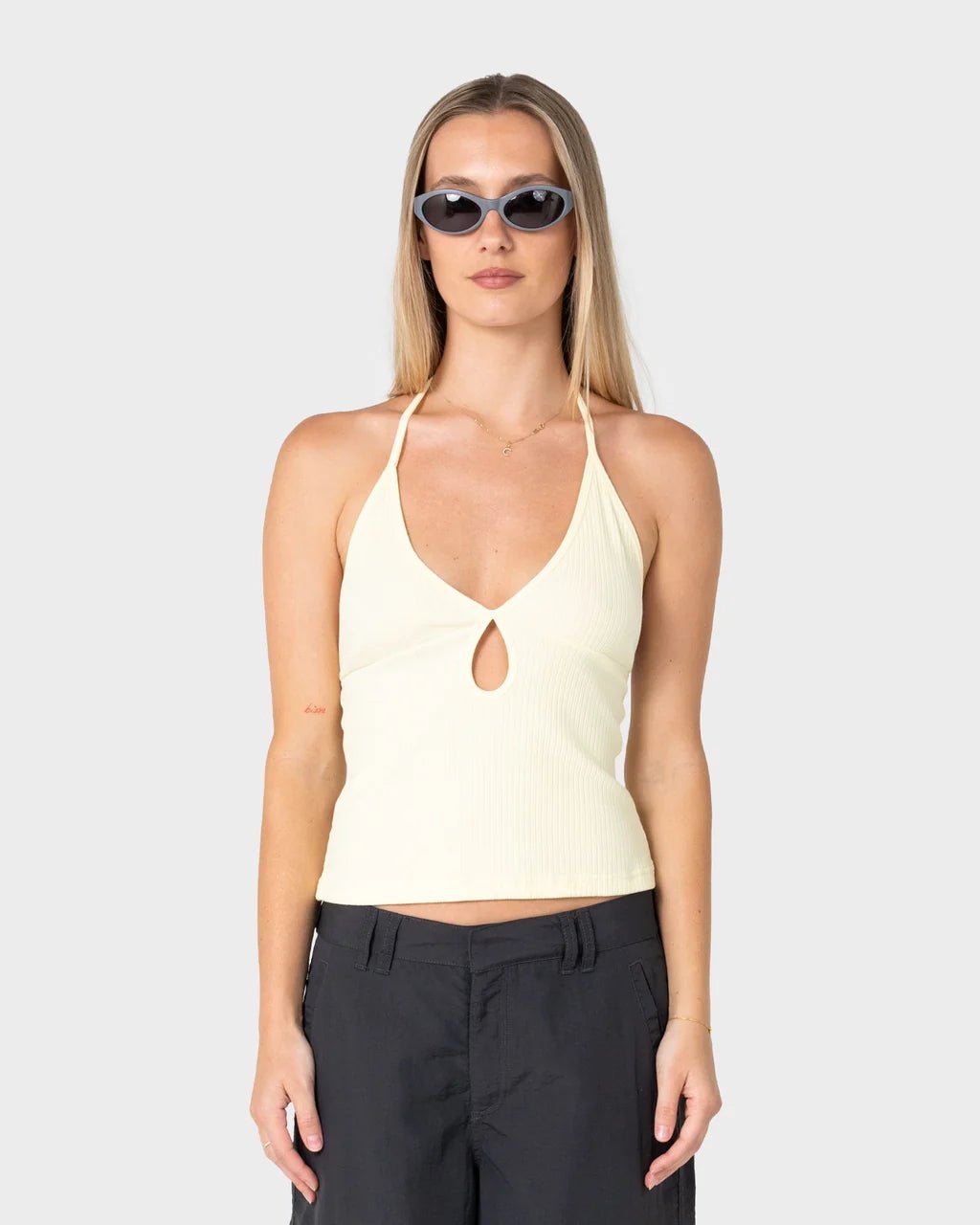 EMMA CUT OUT SKIMMER TANK -RustyTSL0642-PALE BANANA-6