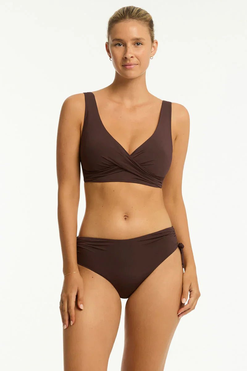 Essentials Edit Cross Front Multifit Bra Top - Sea LevelSL3110ECO - COCOA - Cocoa - 10