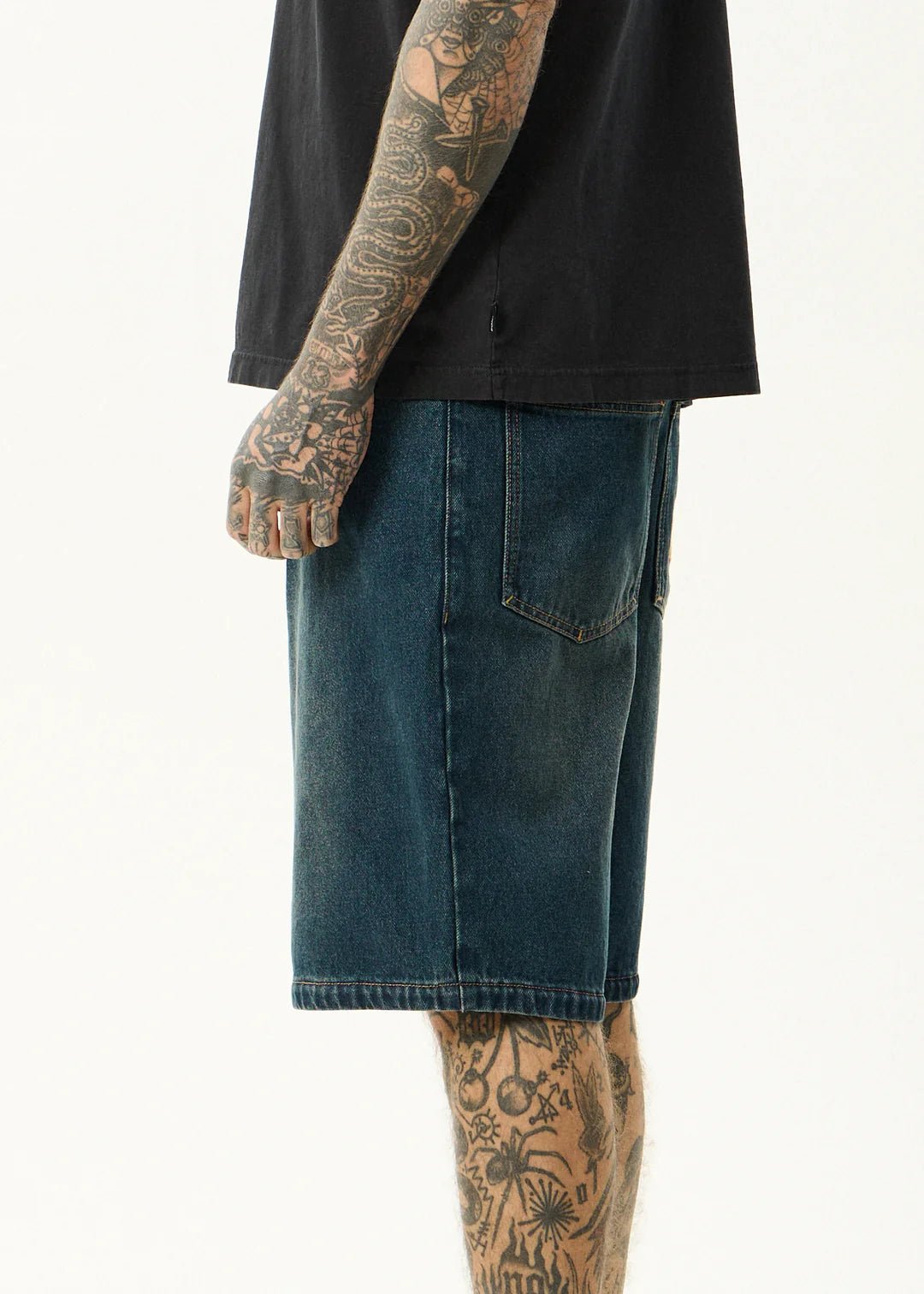 Fast Forward - Denim Ultra Baggy Pleated Short 24" - AfendsM240317-VINTAGE WASH-28