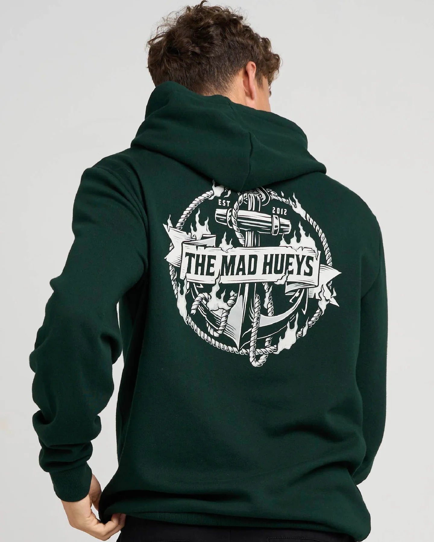 FLAME ANCHOR | HOODED PULLOVER - The Mad HueysH326M08001-PINE GREEN-S