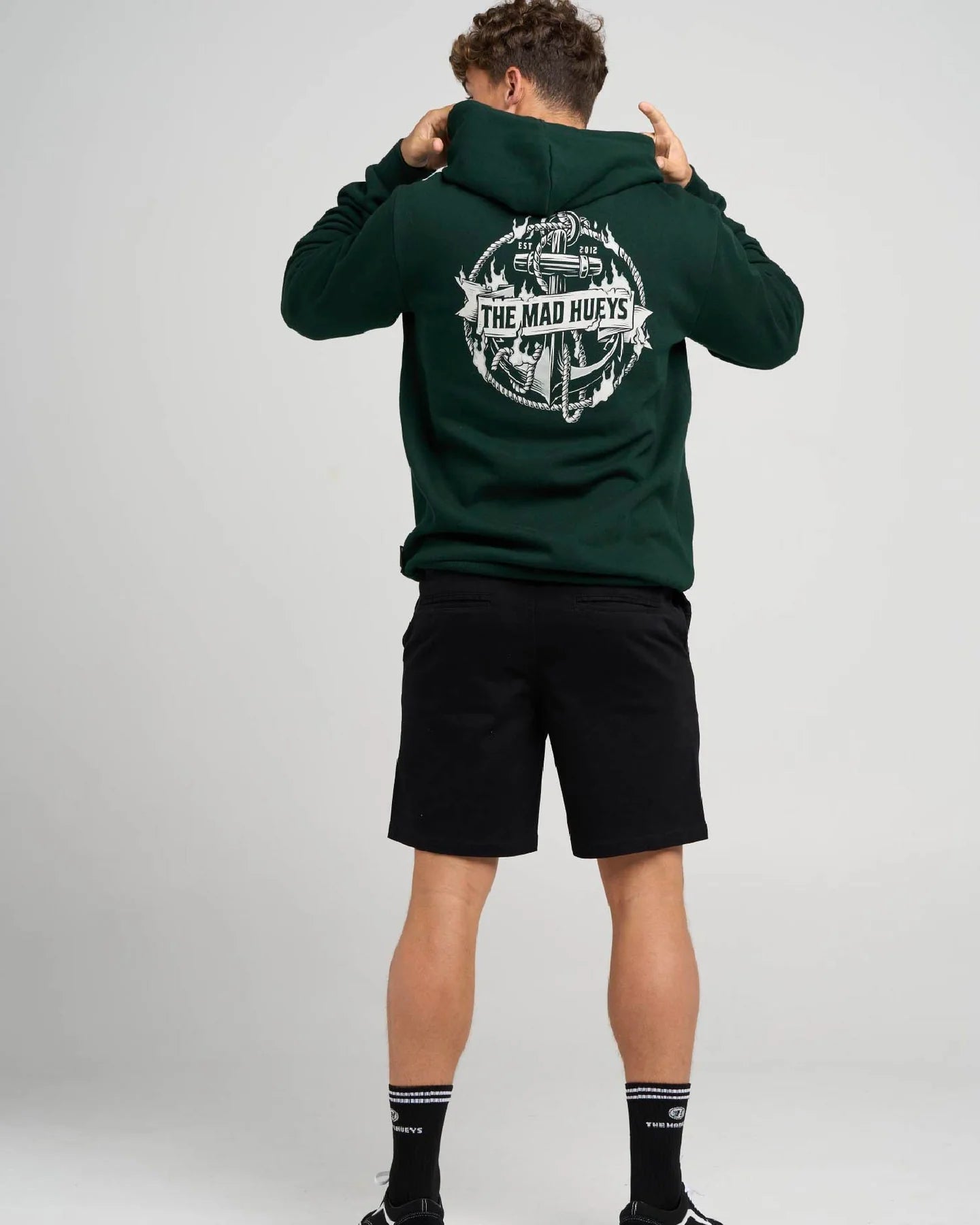 FLAME ANCHOR | HOODED PULLOVER - The Mad HueysH326M08001-PINE GREEN-S