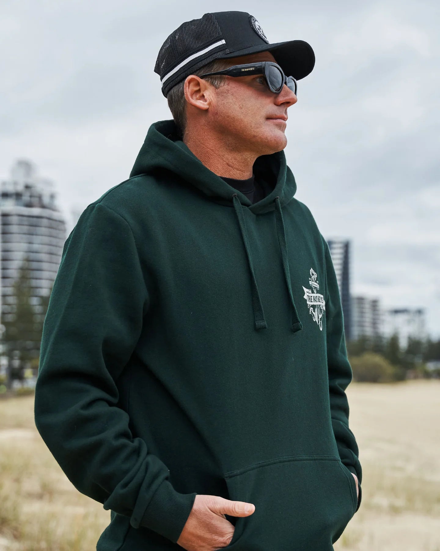 FLAME ANCHOR | HOODED PULLOVER - The Mad HueysH326M08001-PINE GREEN-S