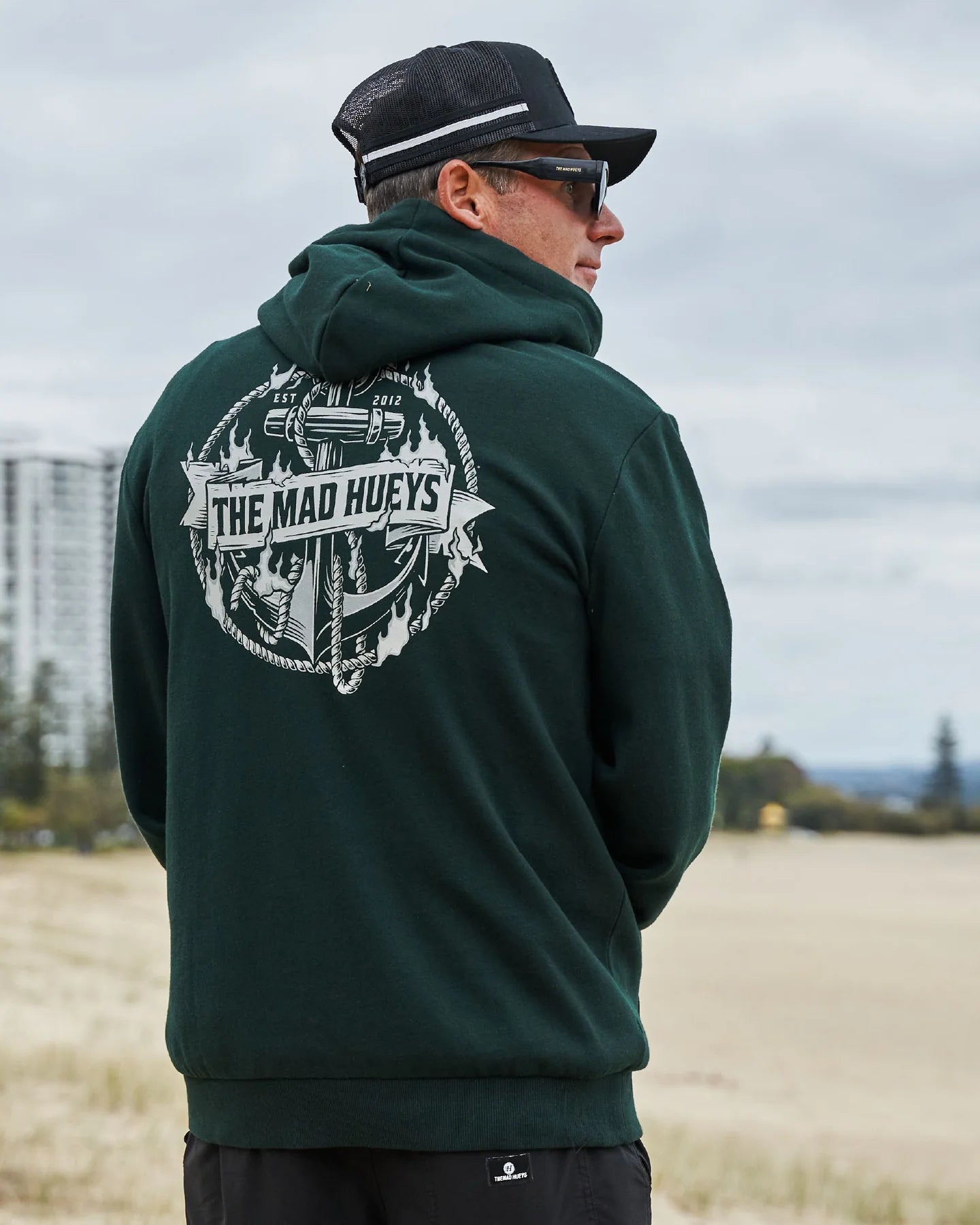 FLAME ANCHOR | HOODED PULLOVER - The Mad HueysH326M08001-PINE GREEN-S
