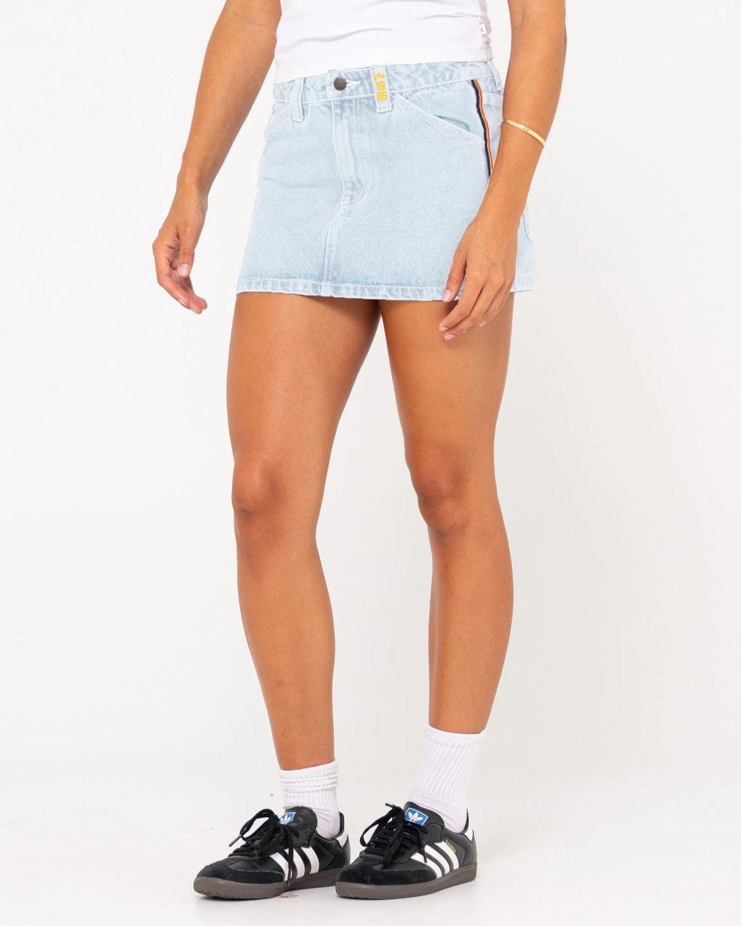 FLIP MOMMY LOW RISE MINI DENIM SKIRT - RustySKL0613-SHR-Sky Blue Heather / Red Gold-6
