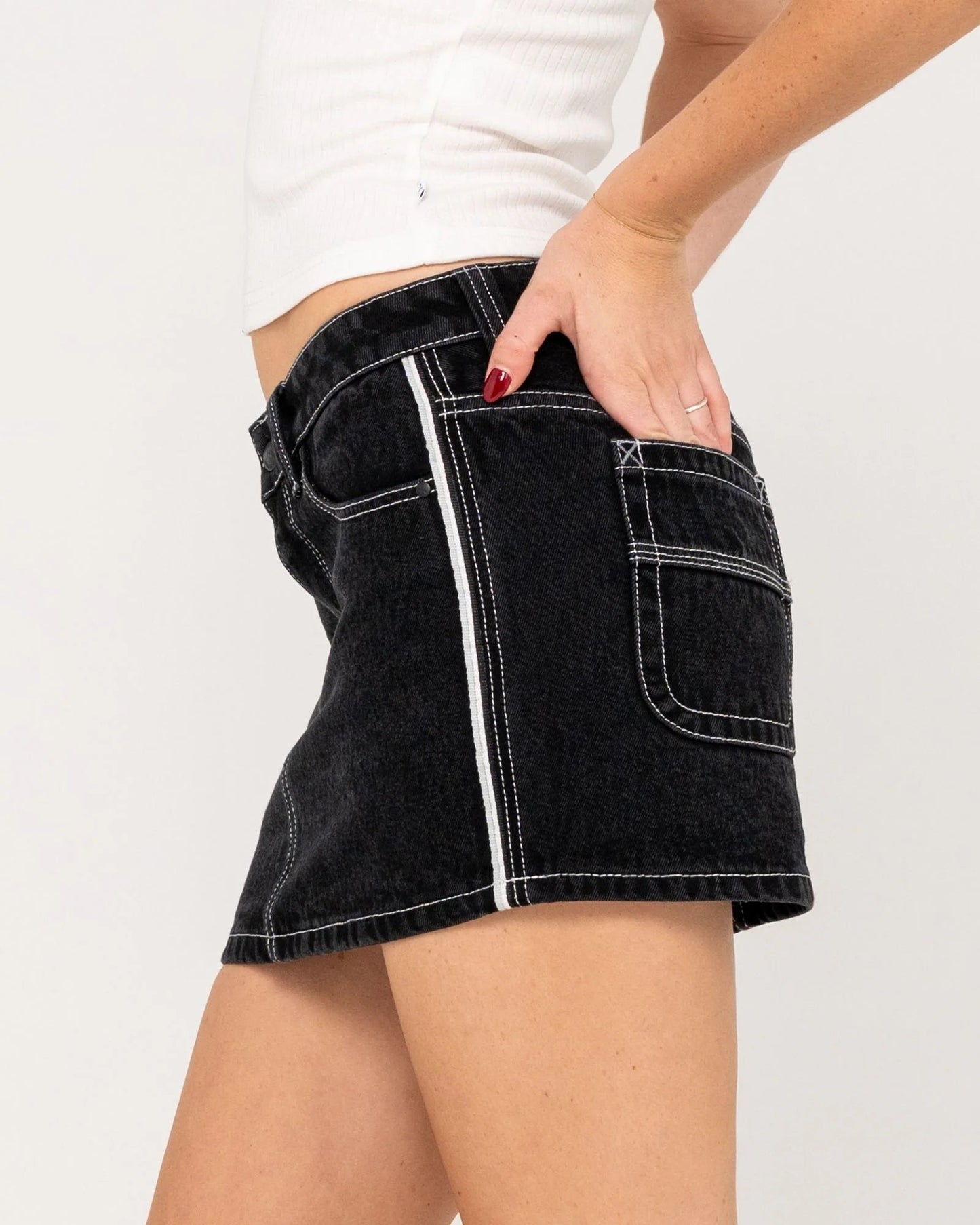 FLIP MOMMY LOW RISE MINI DENIM SKIRT - RustySKL0613-BLACK OUT-10
