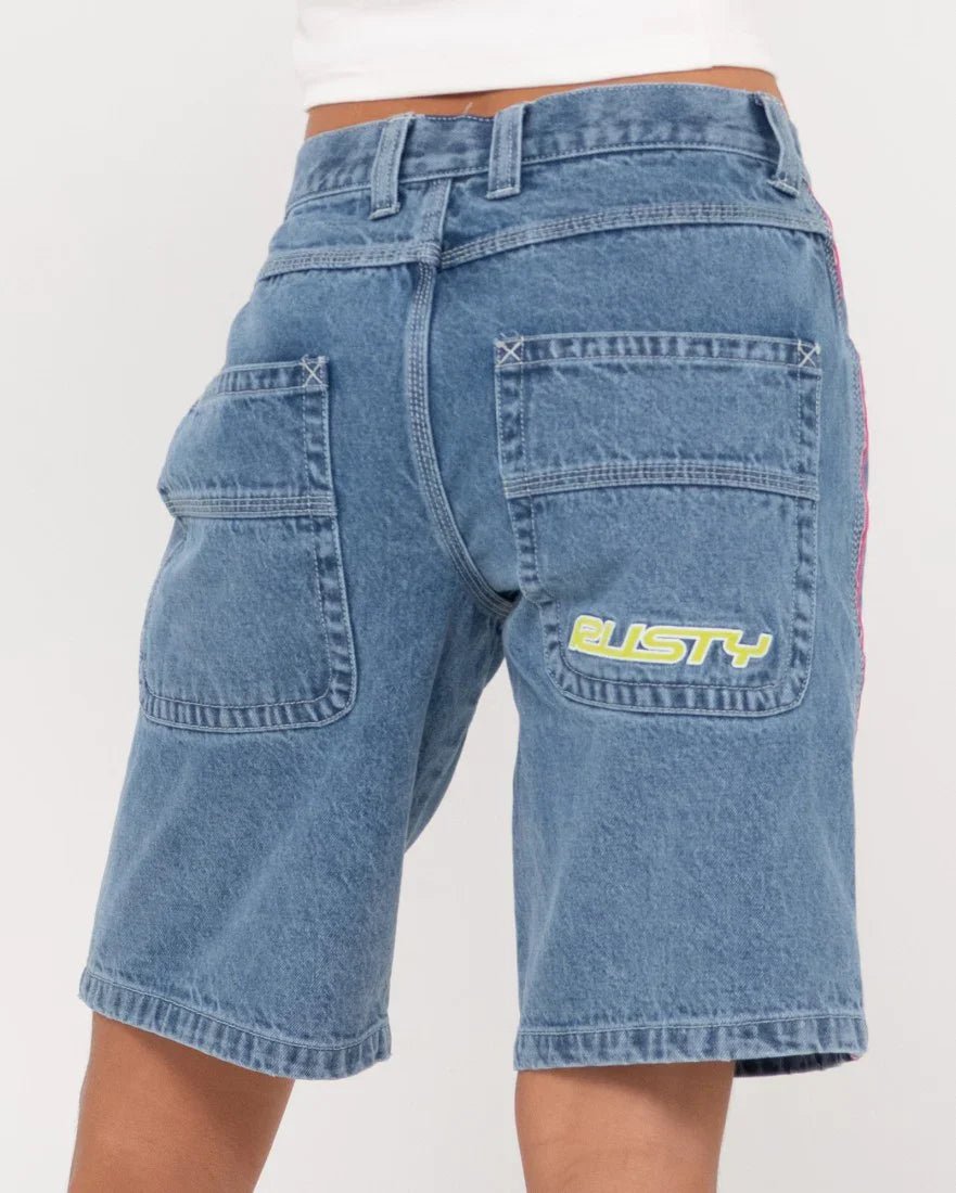 Flip Mommy Low Rise Wide Leg Demin Short - Rusty234 - WKL0794 - SBF - Sea Blue/Fuschia - 10