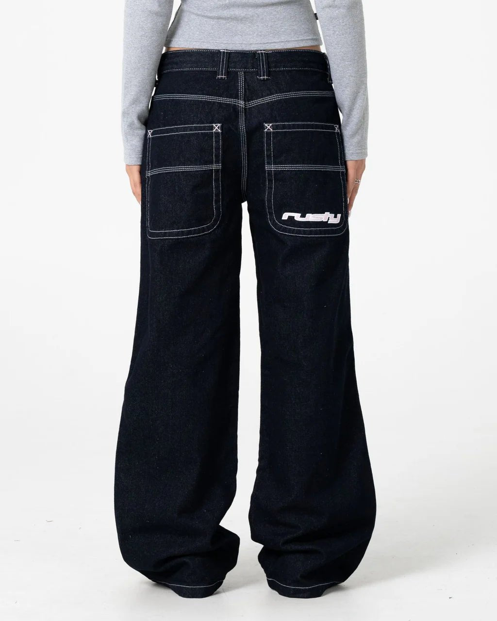 FLIP MOMMY LOW RISE WIDE LEG DENIM JEAN - RustyPAL1414-RAW DAWG / PINK-4