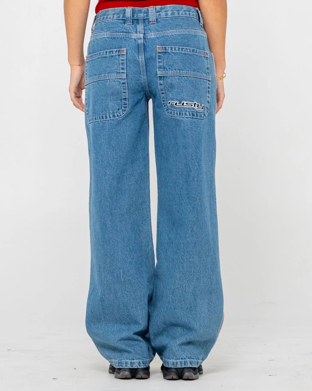 FLIP MOMMY LOW RISE WIDE LEG DENIM JEAN - RustyPAL1414-MIDDY BLUE / ORANGE-4