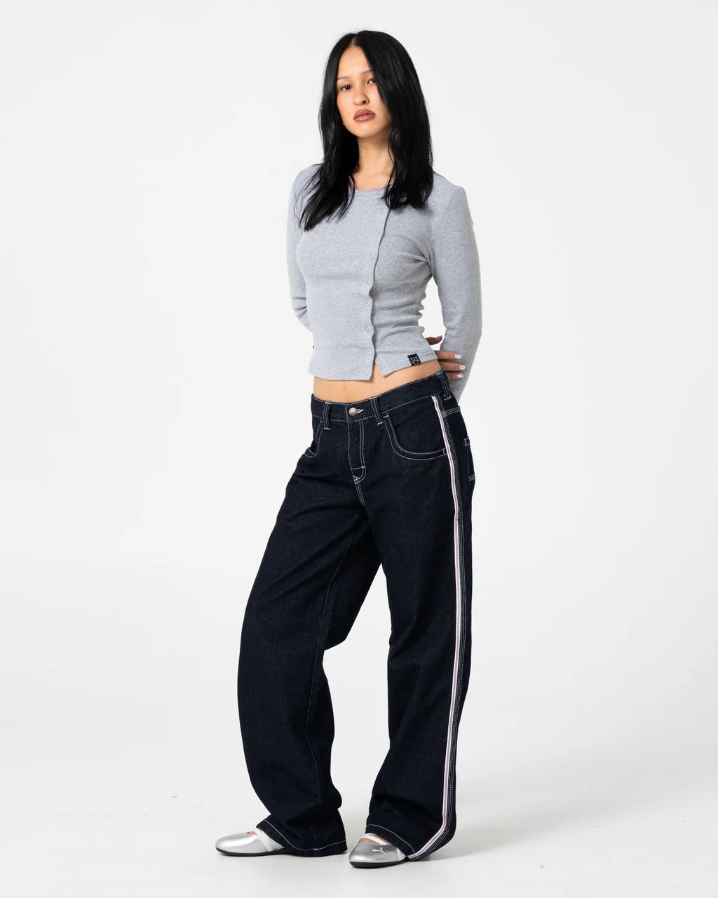 FLIP MOMMY LOW RISE WIDE LEG DENIM JEAN - RustyPAL1414-RAW DAWG / PINK-4