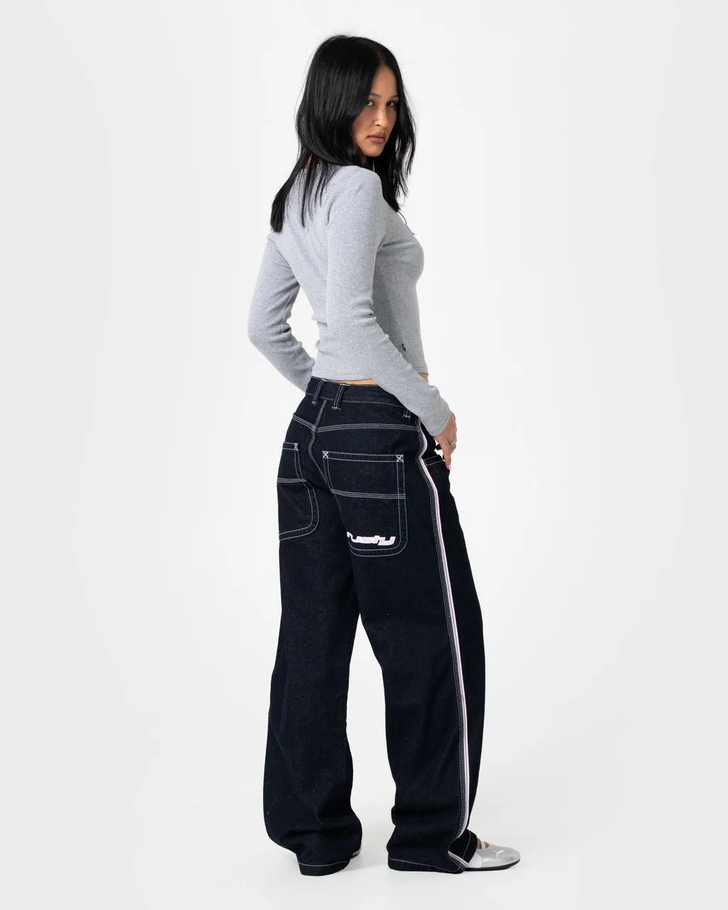 FLIP MOMMY LOW RISE WIDE LEG DENIM JEAN - RustyPAL1414-RAW DAWG / PINK-4