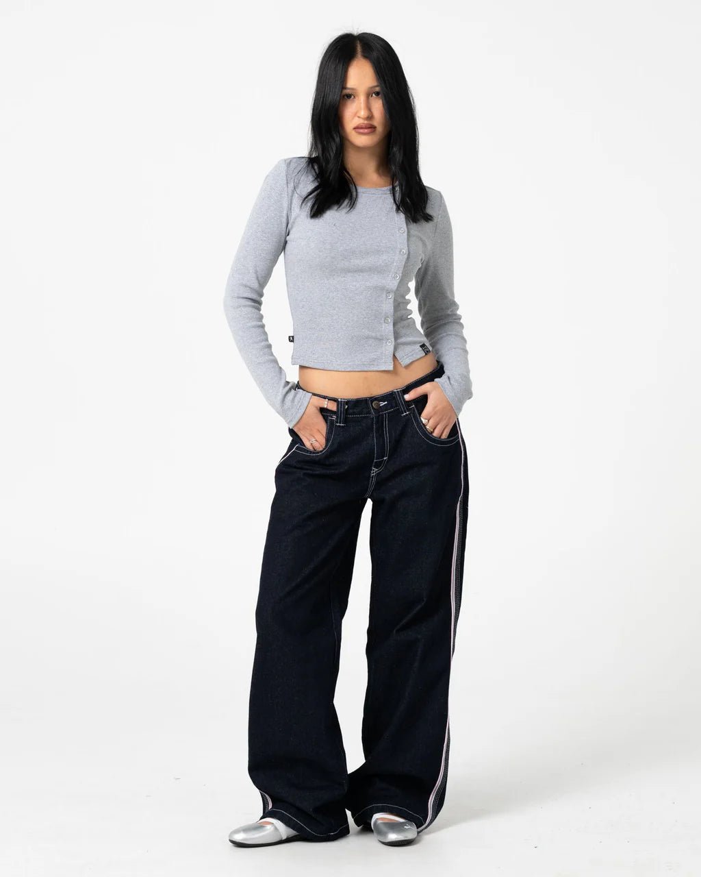 FLIP MOMMY LOW RISE WIDE LEG DENIM JEAN - RustyPAL1414-RAW DAWG / PINK-4