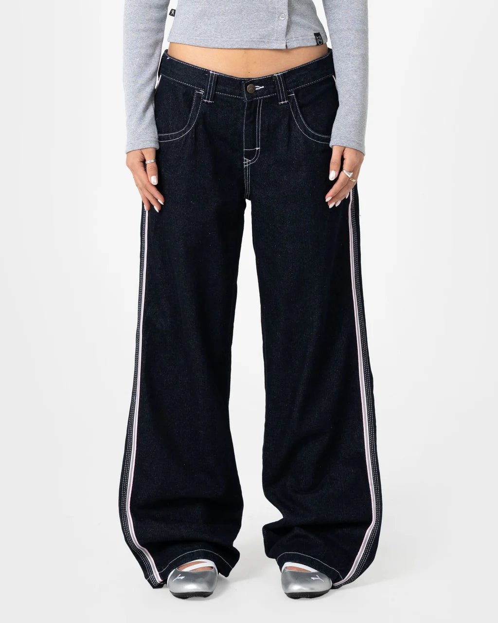 FLIP MOMMY LOW RISE WIDE LEG DENIM JEAN - RustyPAL1414-RAW DAWG / PINK-4