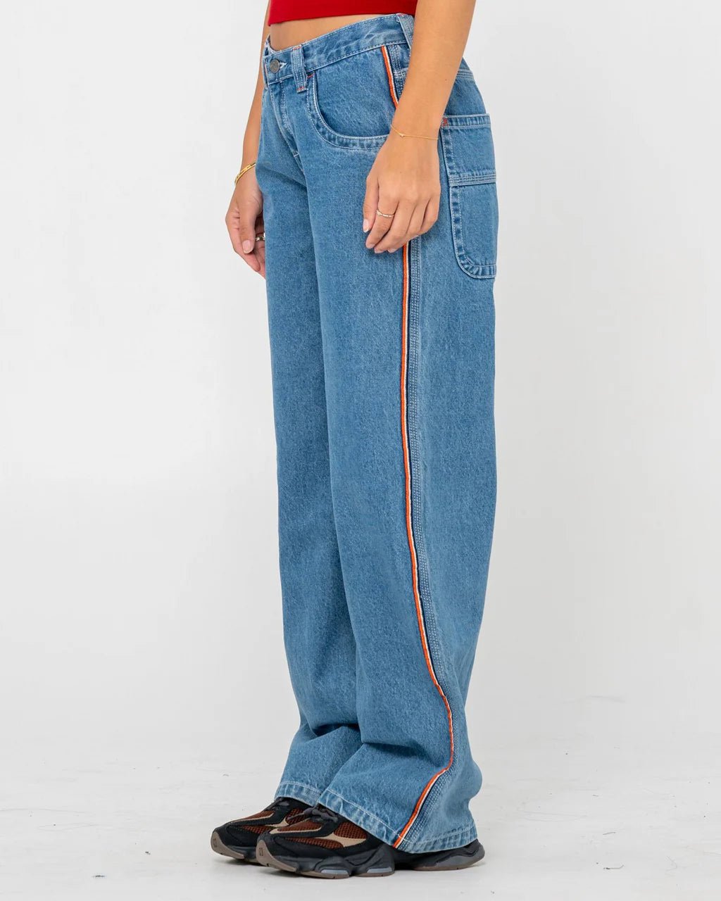 FLIP MOMMY LOW RISE WIDE LEG DENIM JEAN - RustyPAL1414-MIDDY BLUE / ORANGE-4
