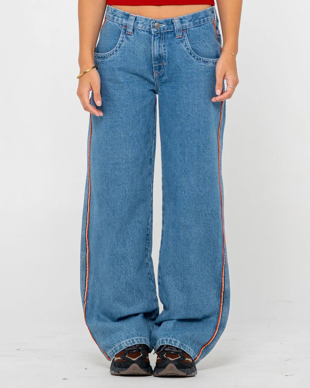FLIP MOMMY LOW RISE WIDE LEG DENIM JEAN - RustyPAL1414-MIDDY BLUE / ORANGE-4