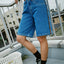 Flip Mommy Low Rise Wide Leg Denim Short - RustyWKL0794 - SRD - Sea Blue/Red Gold - 10