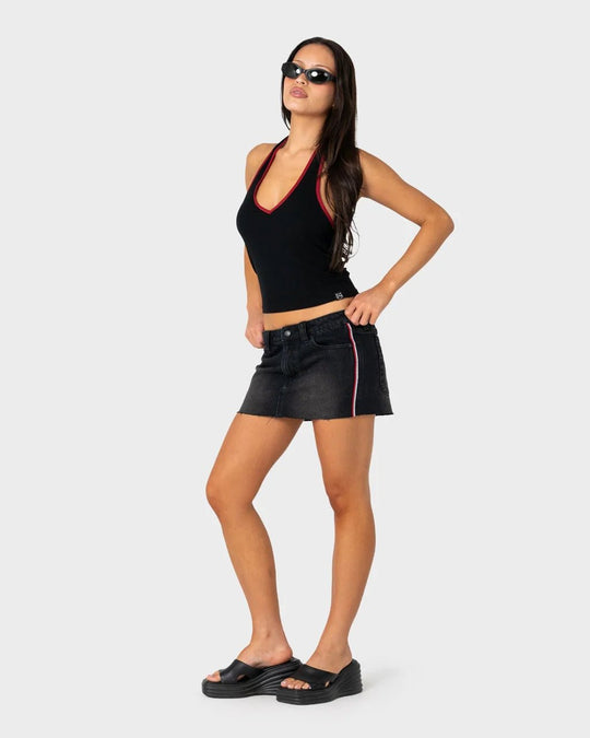 FLIP MOMMY RAW LOW RISE MINI DENIM SKIRT