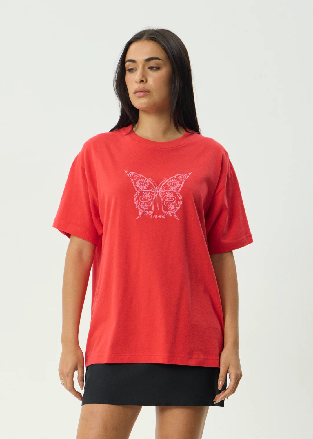 Fly Away - Recycled Oversized Tee - AfendsW254016-TOMATO-S