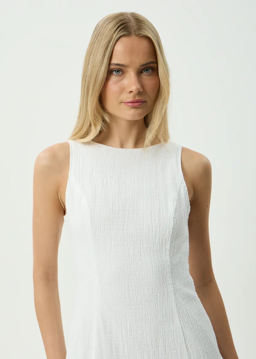 Focus June - Hemp Seersucker Mini Dress - AfendsW261804- White-XS