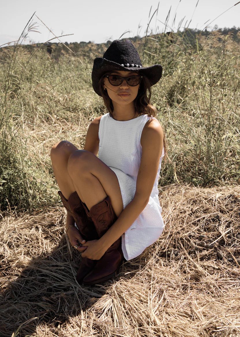 Focus June - Hemp Seersucker Mini Dress - AfendsW261804- White-XS