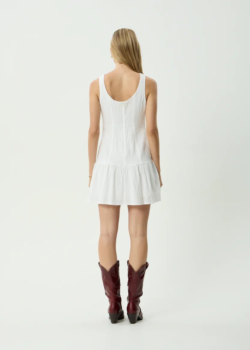 Focus June - Hemp Seersucker Mini Dress - AfendsW261804- White-XS