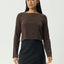 Focus - Seersucker Long Sleeve Top - AfendsW240068- Coffee-XS