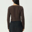 Focus - Seersucker Long Sleeve Top - AfendsW240068- Coffee-XS