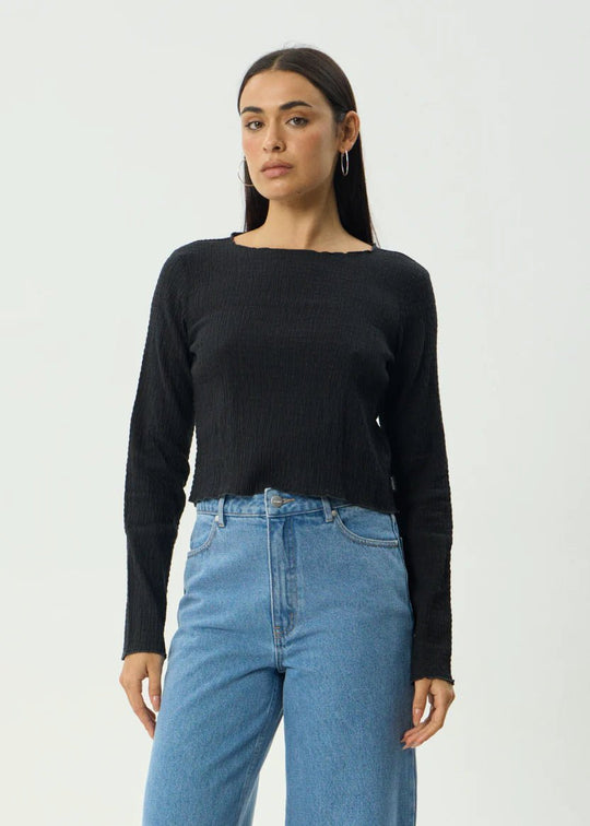 Focus - Seersucker Long Sleeve Top