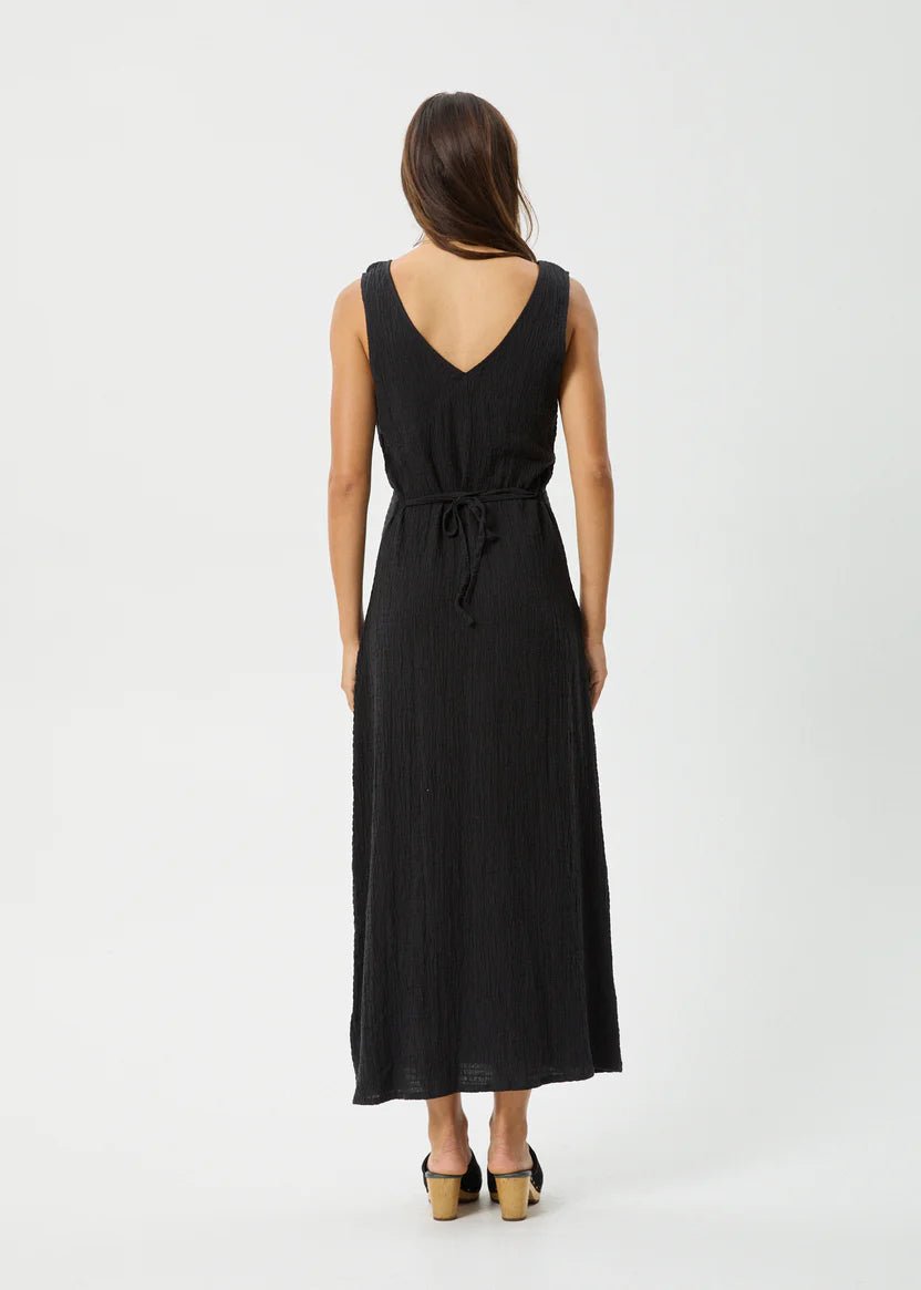 Focus - Seersucker Maxi Dress - AfendsW241809- Black-XS