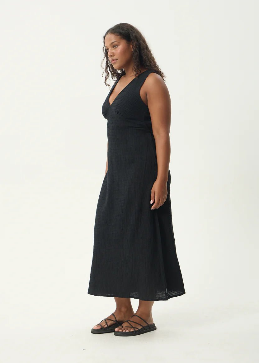 Focus - Seersucker Maxi Dress - AfendsW241809- Black-XS