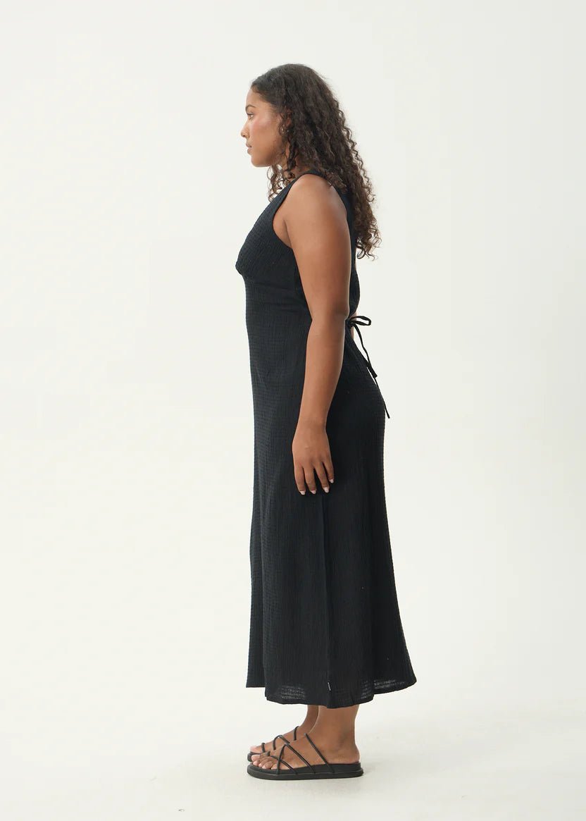 Focus - Seersucker Maxi Dress - AfendsW241809- Black-XS